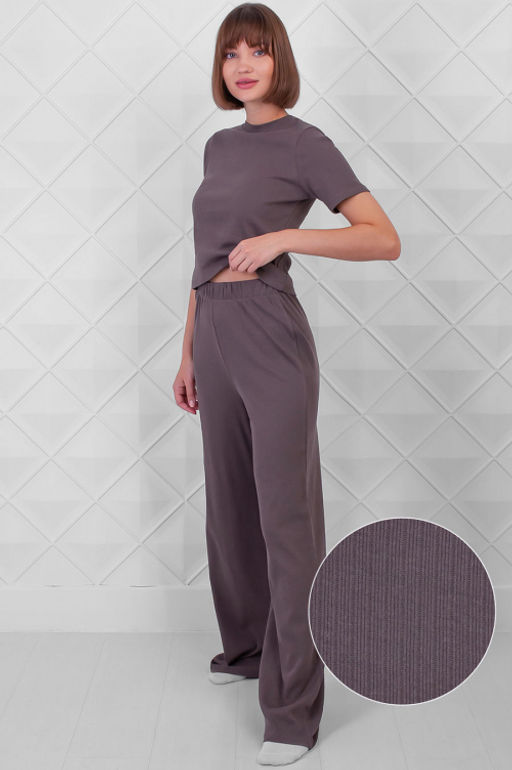 Арт. 10801/4 Пижама с брюками 44-52 (5 шт) Цвет:верх- кофейный, низ- кофейный - Калинка фото 3