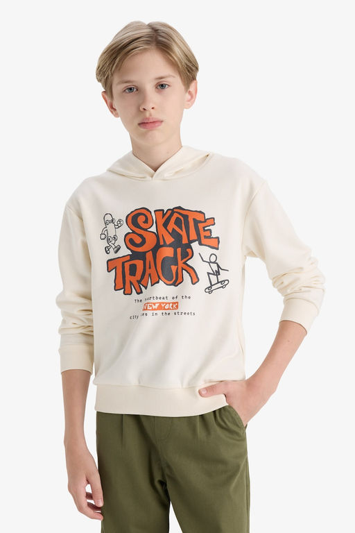 Kap__onlu Bask_l_ Sweatshirt Erkek _ocuk - Defacto фото 3