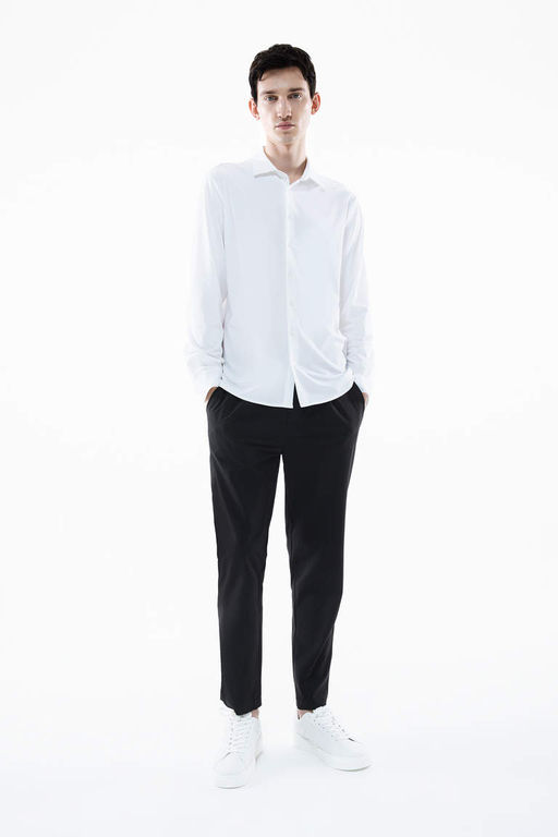 Рубашка узкого кроя с воротником-поло и длинными рукавами - Defacto фото 2