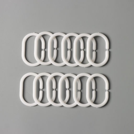 Кольца для штор Доляна, в ванную, пластик, 12 шт., 5.7×3.8 см, белые