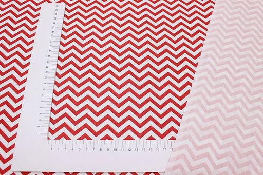 Сатин Красные зигзаги на белом, ш.1.60м, хлопок-100%, 110гр/м.кв - Купава фото 3