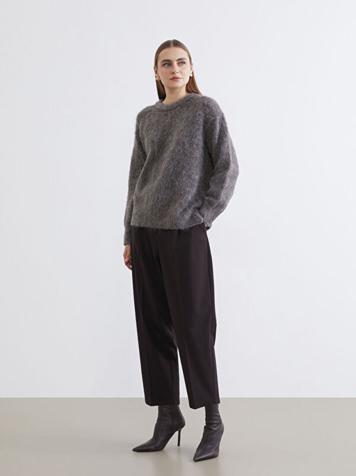 Y?ksek Bel Pileli Havu? Kesim Kad?n Pantolon