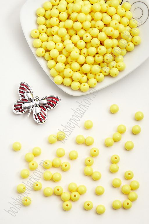 Бусинки пластиковые 8 мм*500 гр (SF-2508) желтый №24