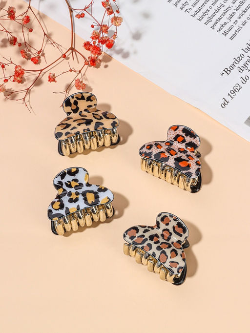 Цена за 6 шт. Крабик для волос «Шёлк», лео, 4×2.5 см, МИКС