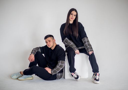 302 Костюм комбинированный, черный/хаки клетка - Knitka wear фото 4