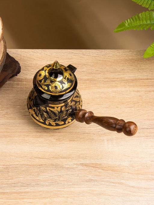 Цена за 2 шт. Турка Чёрное золото, 400 мл, латунь, с крышкой и деревянной ручкой - Simaland фото 4