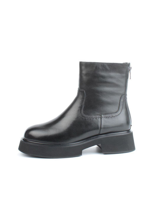 04-HJM396 BLACK Ботинки зимние женские (натуральная кожа, натуральный мех)