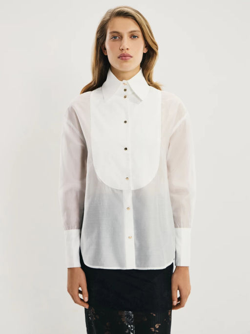 Блузка с манишкой из хлопка и тенселя / Zarina