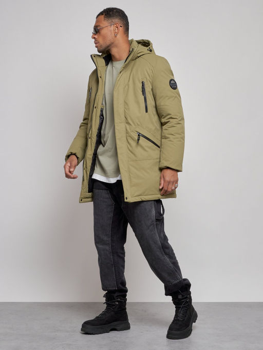Парка мужская зимняя удлиненная молодежная зеленого цвета 8305Z - Wonderrman фото 3
