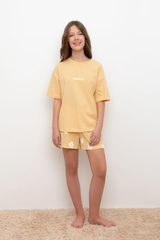 Crockid _ КБ 2828/абрикосовый щербет,цветы пижама для дев