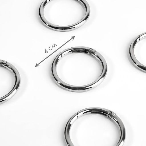 Цена за 100 шт. Кольцо-карабин, d=32/40 мм, толщина - 4 мм, цвет серебряный