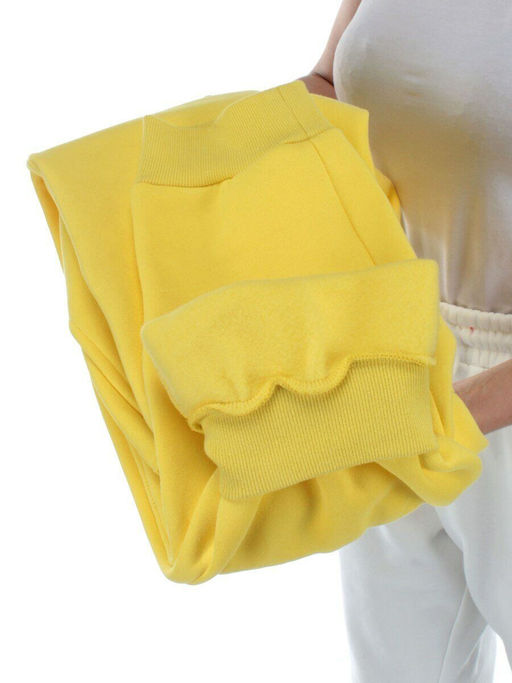 M061 YELLOW Брюки спортивные женские на флисе (100% хлопок) 7986 - Fashion фото 9