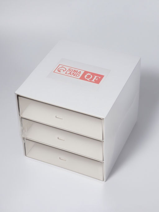 Органайзер для хранения BASIC, многоуровневый, 3 секции, 15.4×14.6×16.7 см, белый, прозрачный