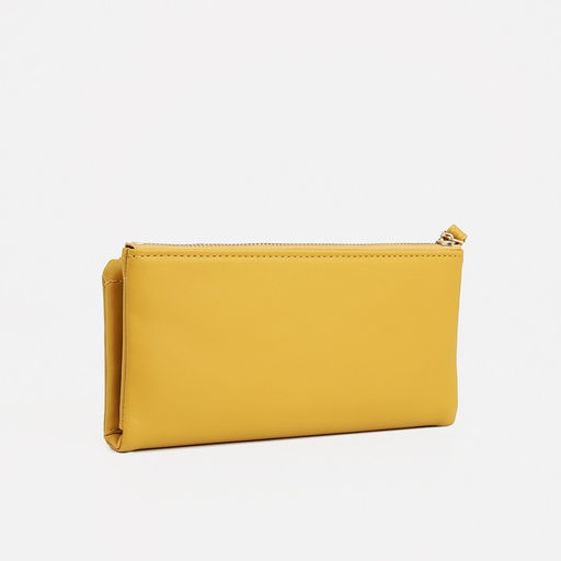 Кошелёк женский на кнопке, для карт, для монет, цвет жёлтый - Simaland фото 2