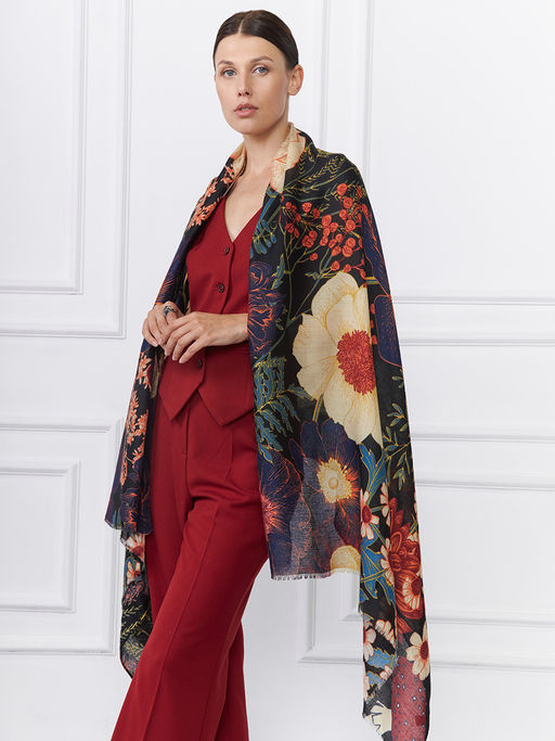 Большой, мягкий, тонкий и очень нежный двусторонний палантин с рисунком. - Tantino фото 4