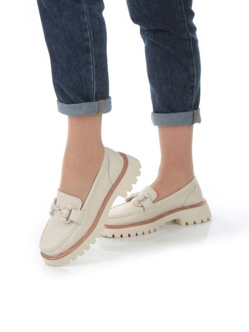 03-HY6-1D BEIGE Лоферы женские (натуральная кожа) - Фабричный китай фото 2