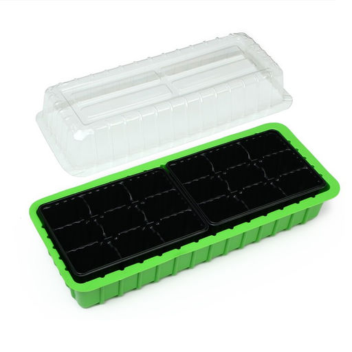 Цена за 5 шт. Мини-парник для рассады, 37×16×13 см, 2 вставки, 18 ячеек, пластик, Greengo