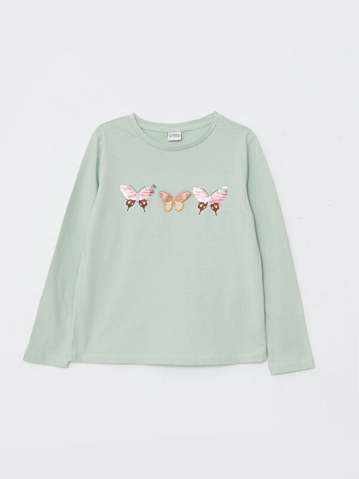 Bisiklet Yaka Nak??l? Uzun Kollu K?z ?ocuk Ti??rt