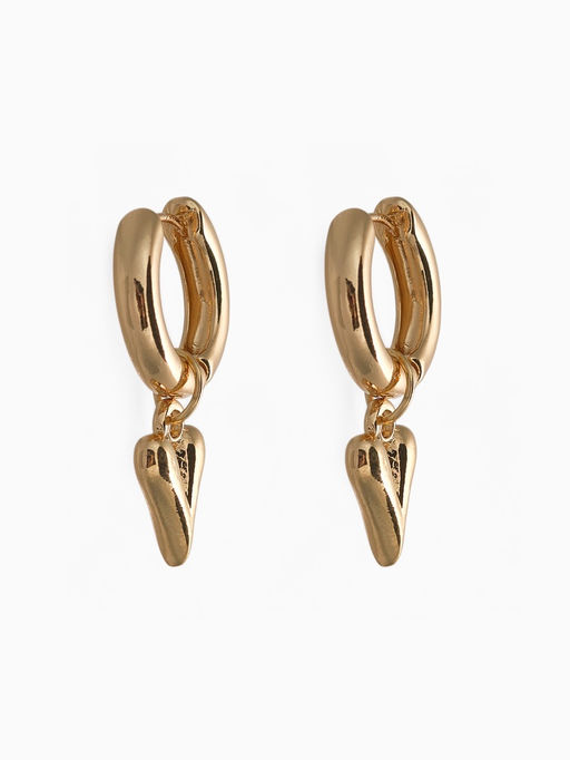 Серьги-трансформеры Сердце под гематит, цвет золото