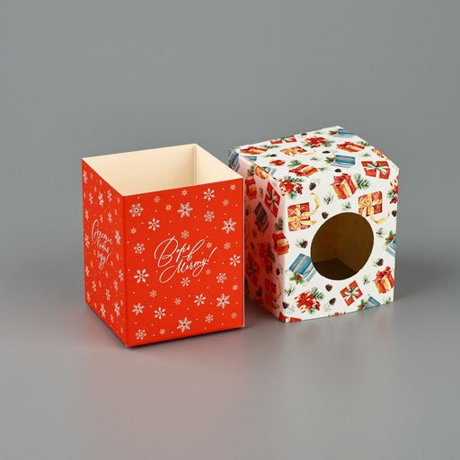 Цена за 5 шт. Бонбоньерка новогодняя «Новогодние подарки», 6 х 7 х 6 см