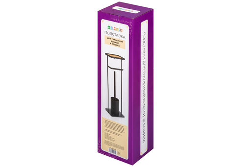 Подставка для туалетной бумаги с ершиком 16*15*59 см "Черная"