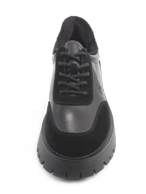 03-XKL23-169R BLACK Полуботинки утепленные женские (натуральная кожа, натуральная замша, байка)