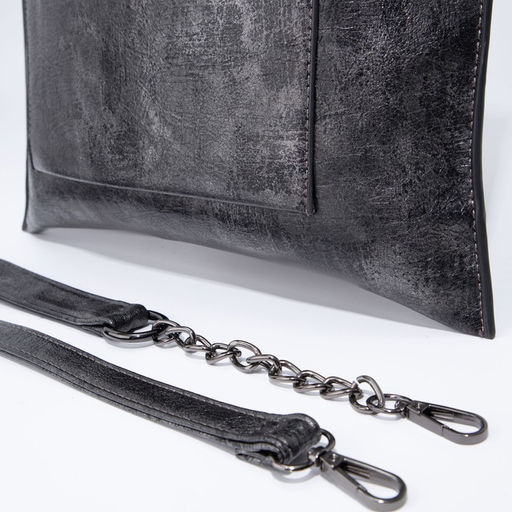 Сумка-тоут на молнии, наружный карман, длинный ремень, цвет серый - Simaland фото 7