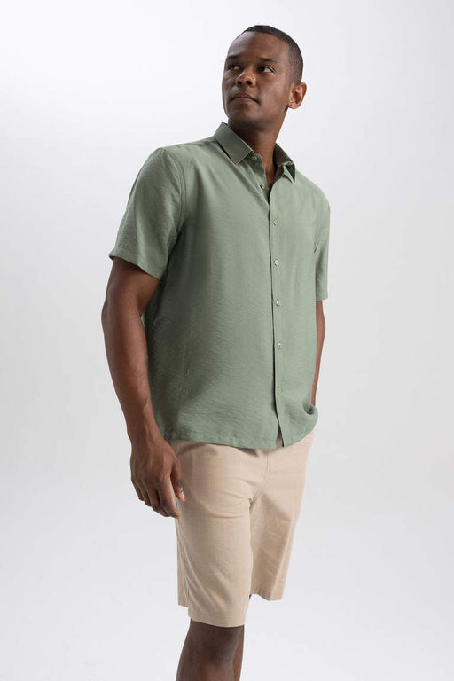 Рубашка из поплина с коротким рукавом стандартного кроя - Defacto фото 3
