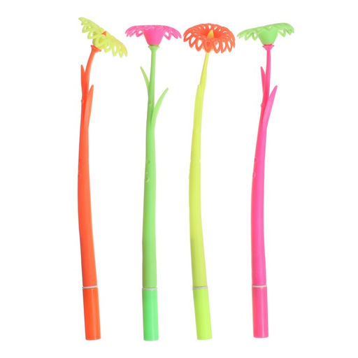 Цена за 12 шт. Ручка-прикол Calligrata Цветы, синий стержень, гелевая, МИКС