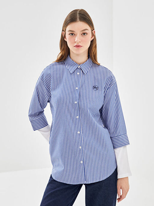 ?izgili Oversize Kad?n G?mlek Tunik