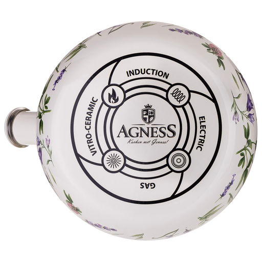 ЧАЙНИК AGNESS ЭМАЛИРОВАННЫЙ СО СВИСТКОМ СЕРИЯ FLOWER STORY, 2,2 Л  фото 4