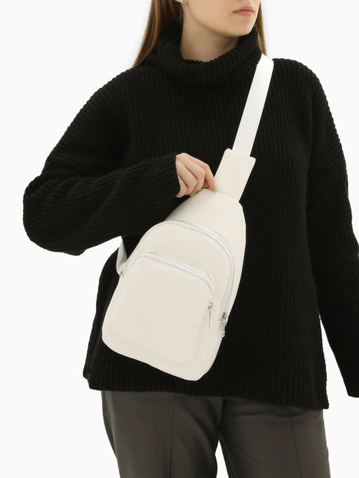 Рюкзак-слинг через плечо с карманом, размер 18×5.5×29 см, белый