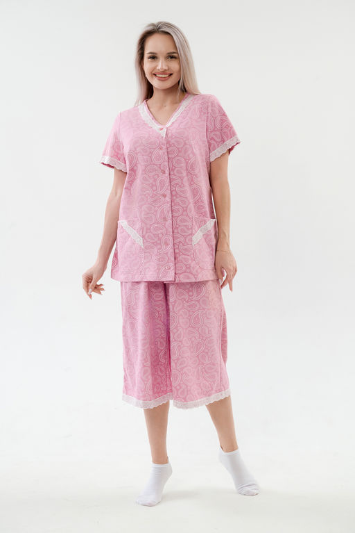 Пижама женская из кулирки Ворожея розовый макси - Амадэль фото 12