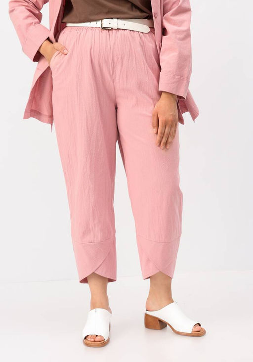 Брюки бананы с отрезным низом пудровый