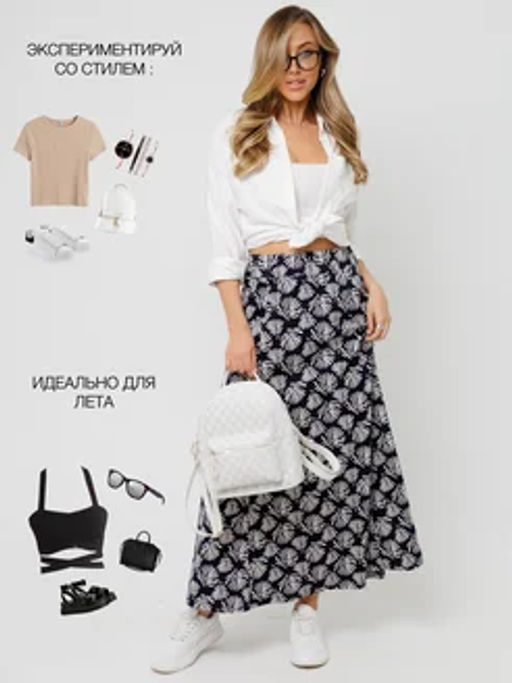 Юбка женская Ю-15 (кулирка) Тёмно-синий веер - Elenatex фото 48