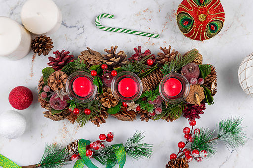 Новогоднее украшение подсвечник 36*14*8 см Тайна Рождества на 3 свечи прямоугольный - Elan gallery фото 5