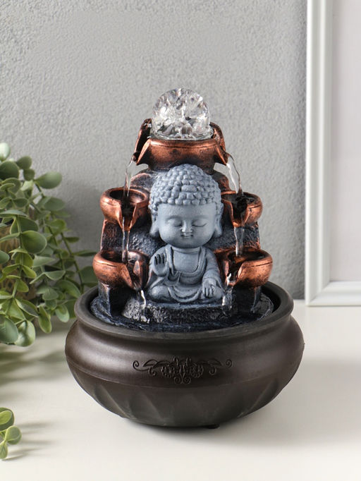 Фонтан настольный с подсветкой «Будда - мудра», 16×16×22 см