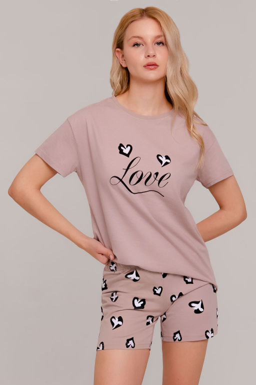 Арт. 9159 Пижама с шортами 42-50 (5 шт) Цвет:бежевый