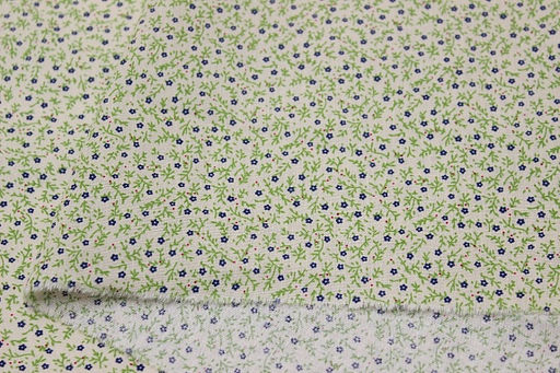 Импорт. хлопок Россыпь синих мелких цветочков на св.бежево-оливковом, ВИД2, ш.1.5м, хл-100% - Купава фото 5