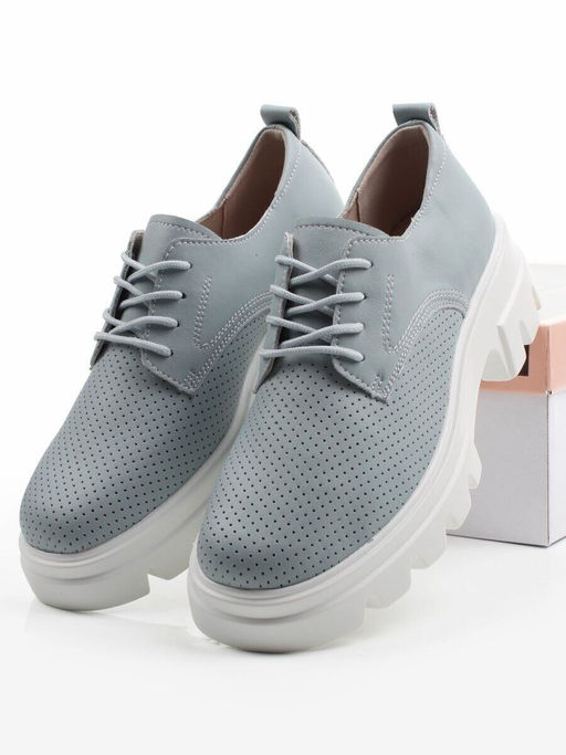 03-HY11-3D GRAY/LT. BLUE Полуботинки летние женские (натуральная кожа)