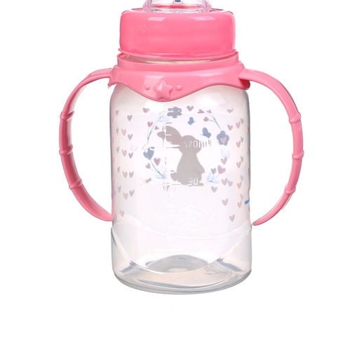 Бутылочка для кормления малыша M&B «Доченька», классическое горло, с ручками, от 0 мес., 150 мл., розовый