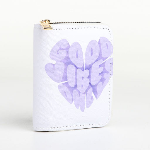 Кошелёк маленький Good vibes на молнии, белый