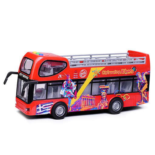 Машина "Автобус туристический" (свет, звук) цвет красный,в коробке