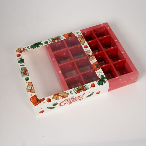 Коробка под 16 конфет «Новогодние подарки», 17.5×17.5×3.5 см