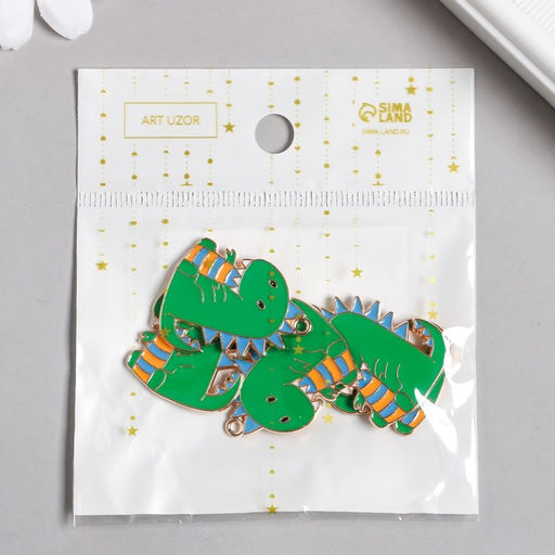 Цена за 5 шт. Декор для творчества металл, эмаль «Зелёный дракоша», золото, 2.3×2.8 см