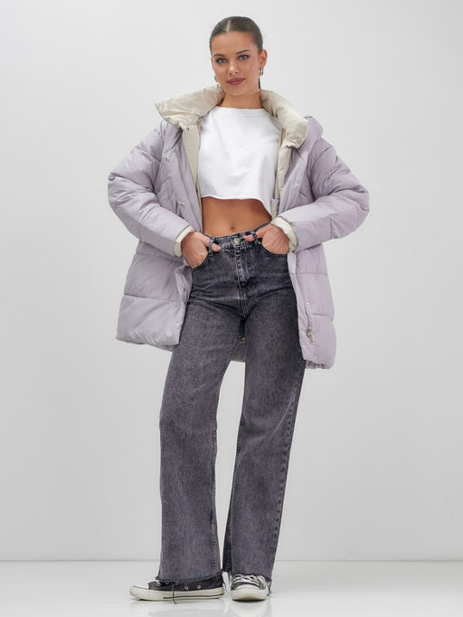 Куртка женская зимняя с капюшоном большого размера фиолетового цвета 1170F - Mtforce фото 15