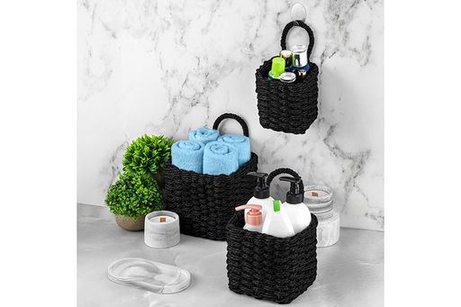 Набор 3 плетеных корзин 1 корзинка 13*13*20см, 1 корзинка 16*16*23см, 1 корзинка 19*19*26см, черны - Elan gallery фото 6