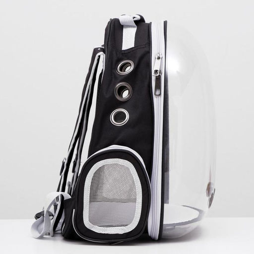 Рюкзак для переноски животных прозрачный, 31 х 28 х 42 см, чёрный - Пижон фото 2