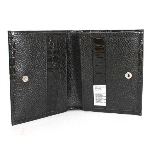 Портмоне женское Croco-ПР-904 натуральная кожа 3 отд, 3 карм, черный крок/черный флотер (200/40) 232831  фото 3