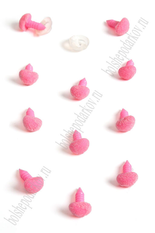 Фурнитура "Носики для игрушек бархатные" 8*6 мм, с заглушками (50 шт) SF-6099, розовый